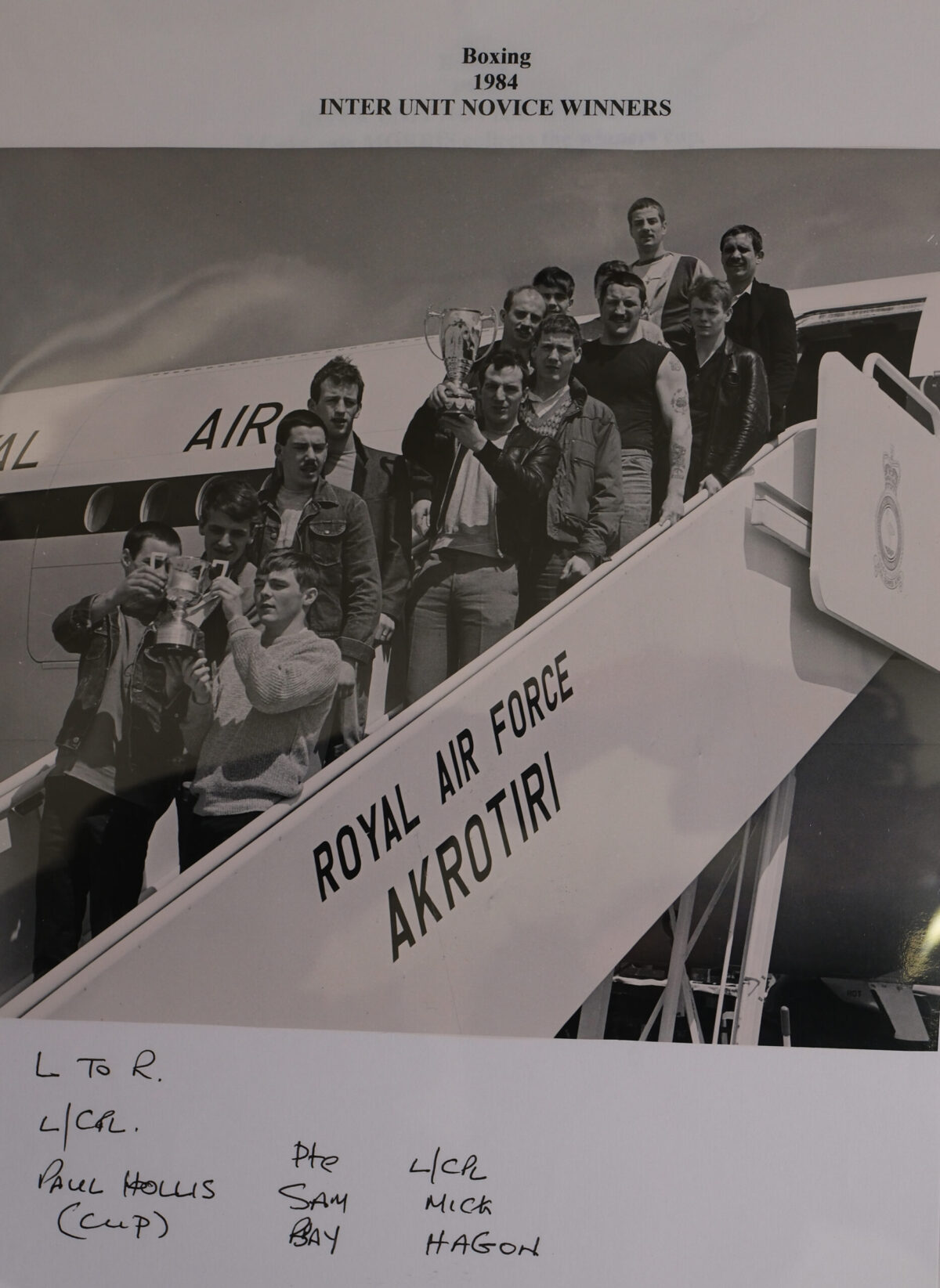 Boxing 1984 Inter Unit Novice Winners. Arriving in Cyprus by airplane Boxing 1984 Inter Unit Novice Winners. Arriving in Cyprus by airplane