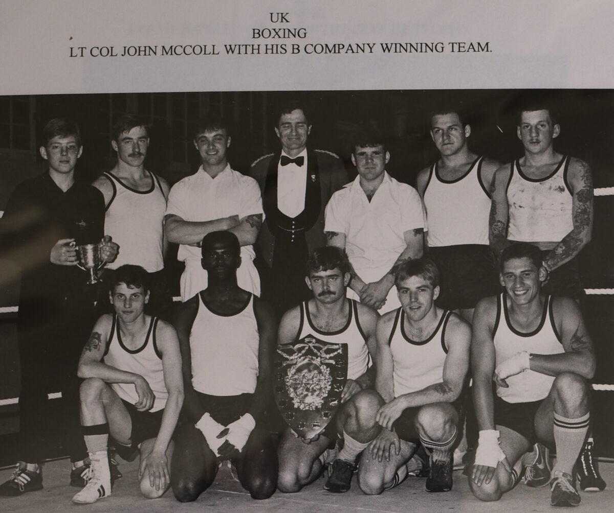 Boxing - Lieutenant Colonel John McColl with his B Company winning team Boxing - Lieutenant Colonel John McColl with his B Company winning team