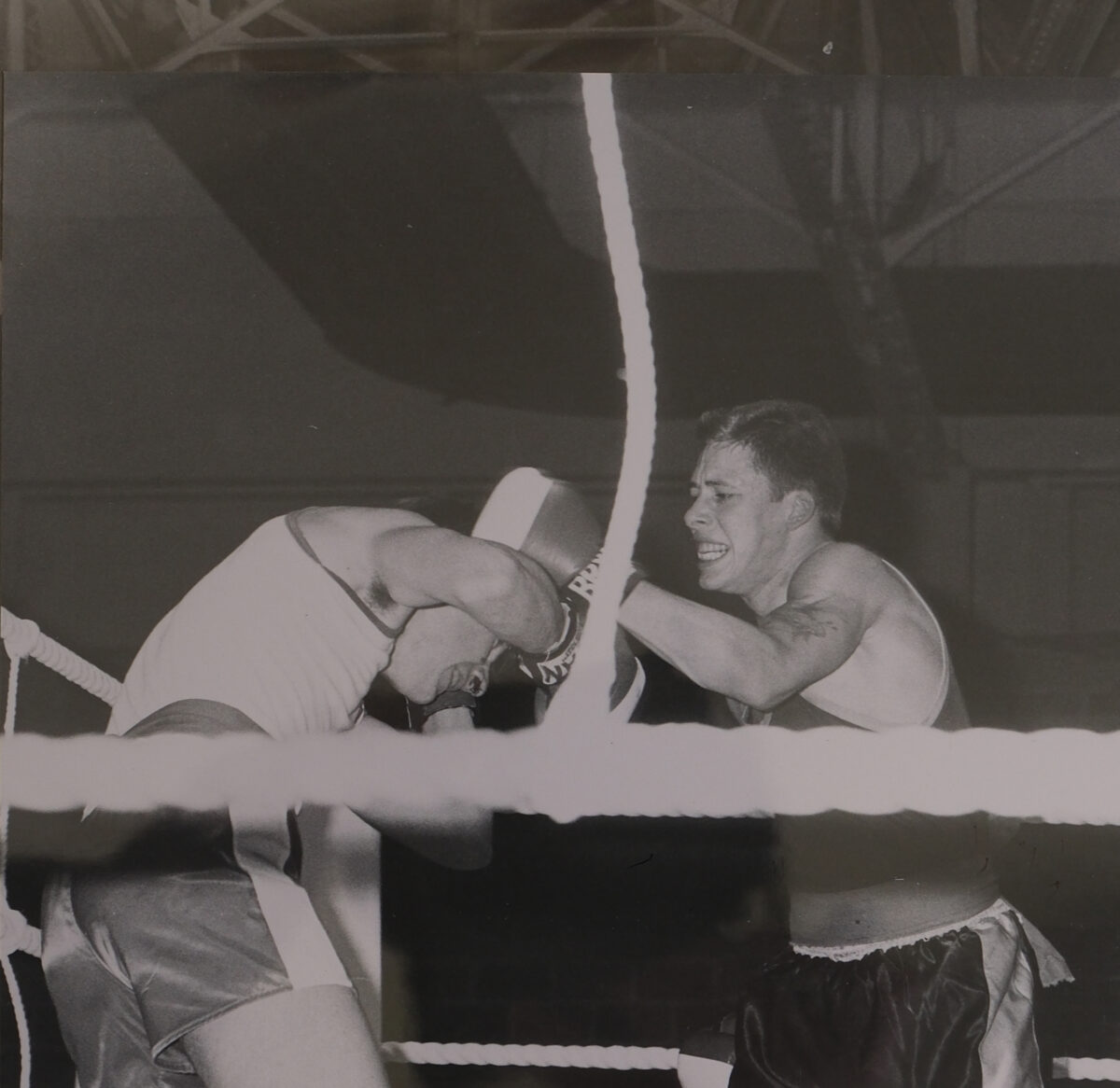 Boxing 1986. Private Aukland landing a good punch Boxing 1986. Private Aukland landing a good punch