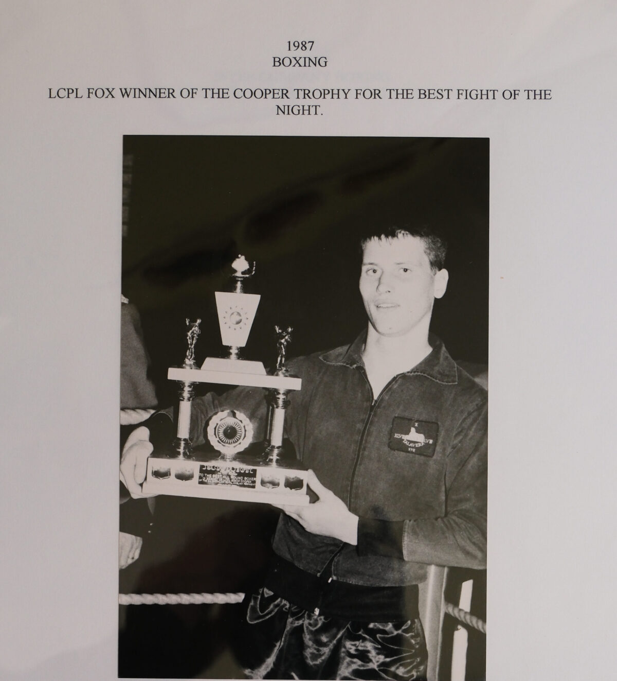 Boxing LCpl Fox Cooper Trophy for the best fight of the night