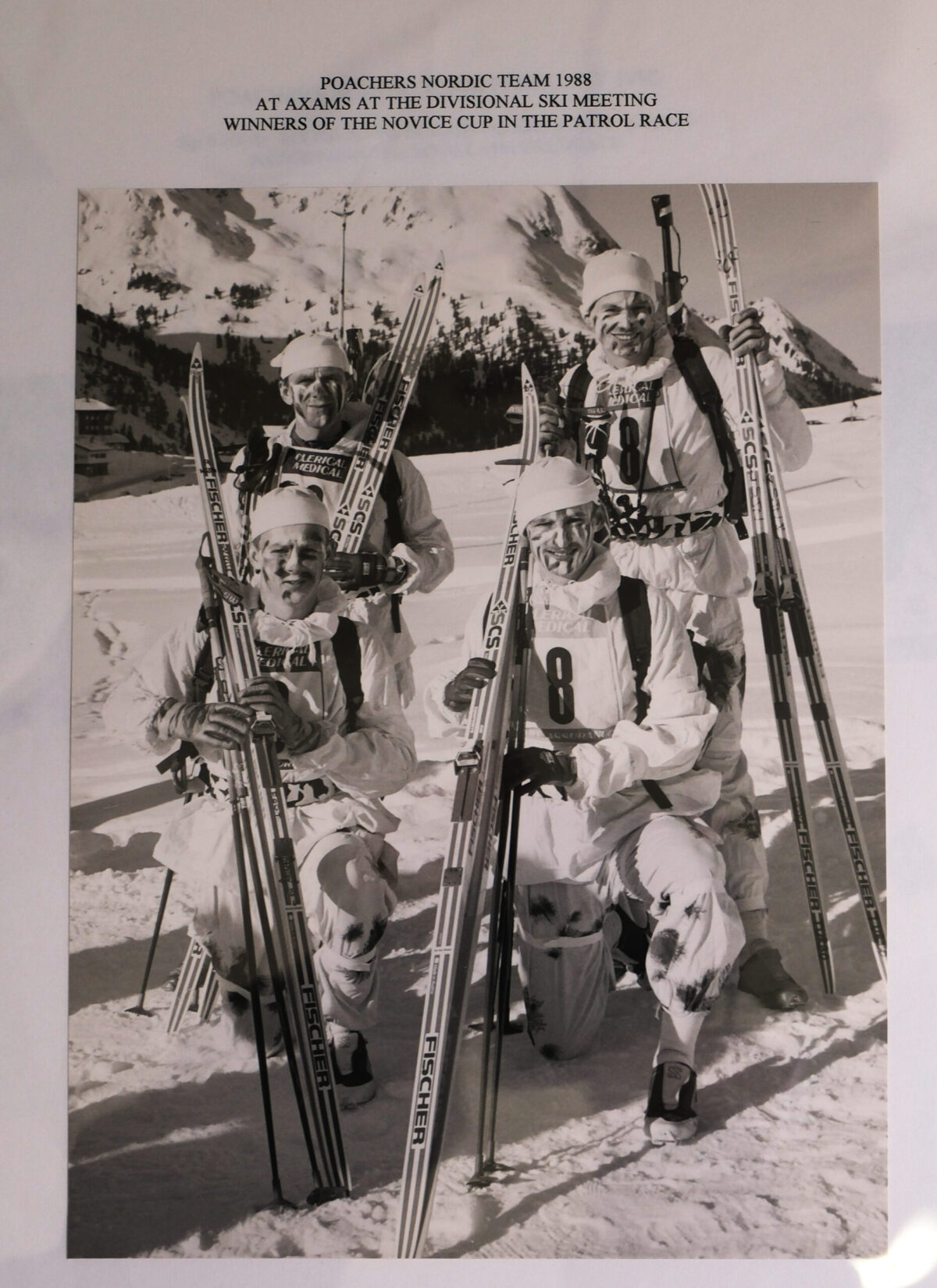 Nordic Team in 1988 at Axams at the Divisional Ski Meeting. Winners of the Novice Cup in the Patrol Race. Nordic Team in 1988 at Axams at the Divisional Ski Meeting. Winners of the Novice Cup in the Patrol Race.