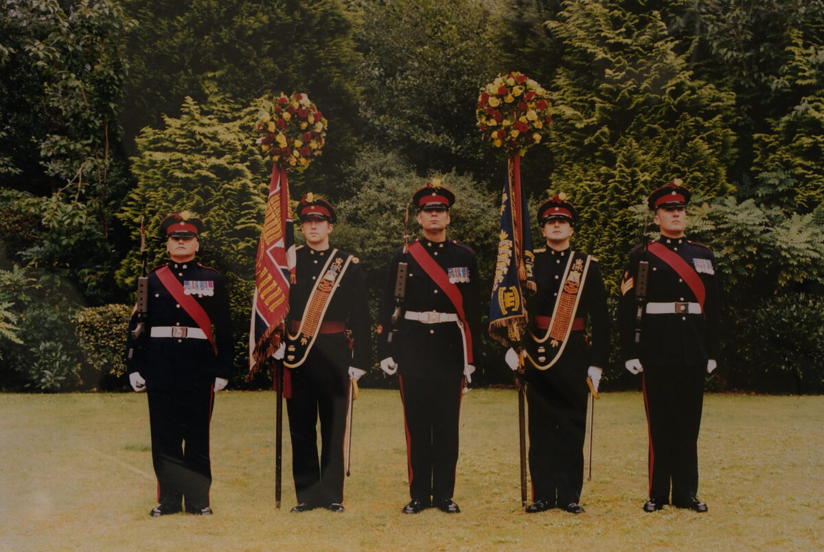 Minden Day 2003 - 1st Battalion. CSgt Taylor, Lt Steel, WO2 Ceaser, 2Lt Glover, Sgt Smith Minden Day 2003 - 1st Battalion. CSgt Taylor, Lt Steel, WO2 Ceaser, 2Lt Glover, Sgt Smith