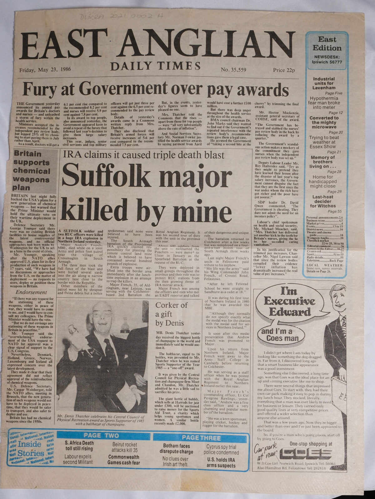 Suffolk Major killed by Mine Suffolk Major killed by Mine