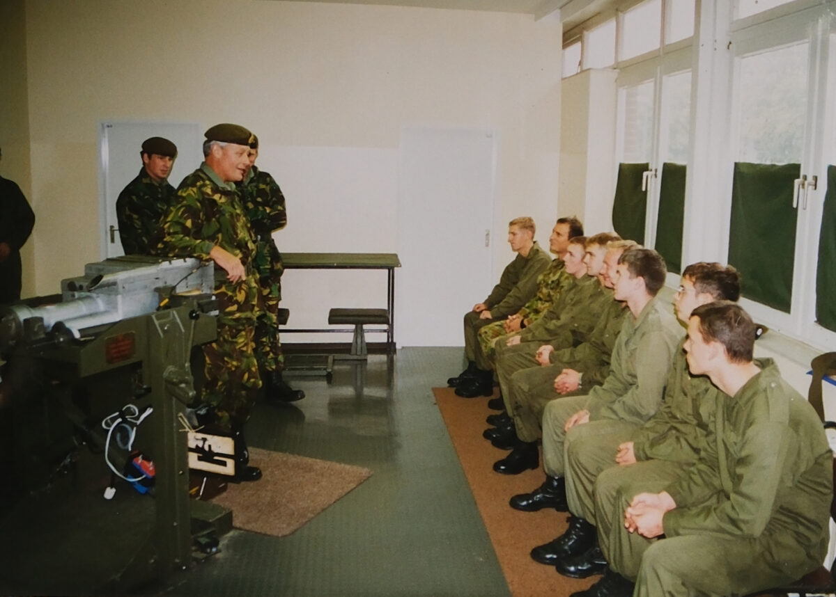 Lt Gen Sir Michael Walker chars to a cadre of Royal Anglian soldiers Lt Gen Sir Michael Walker chars to a cadre of Royal Anglian soldiers