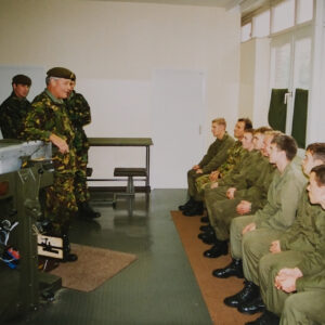 Lt Gen Sir Michael Walker chars to a cadre of Royal Anglian soldiers
