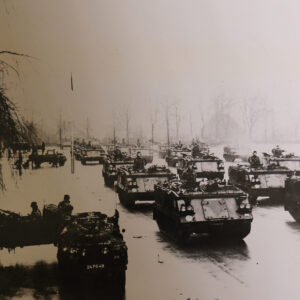 Battalion vehicles preparing to leave