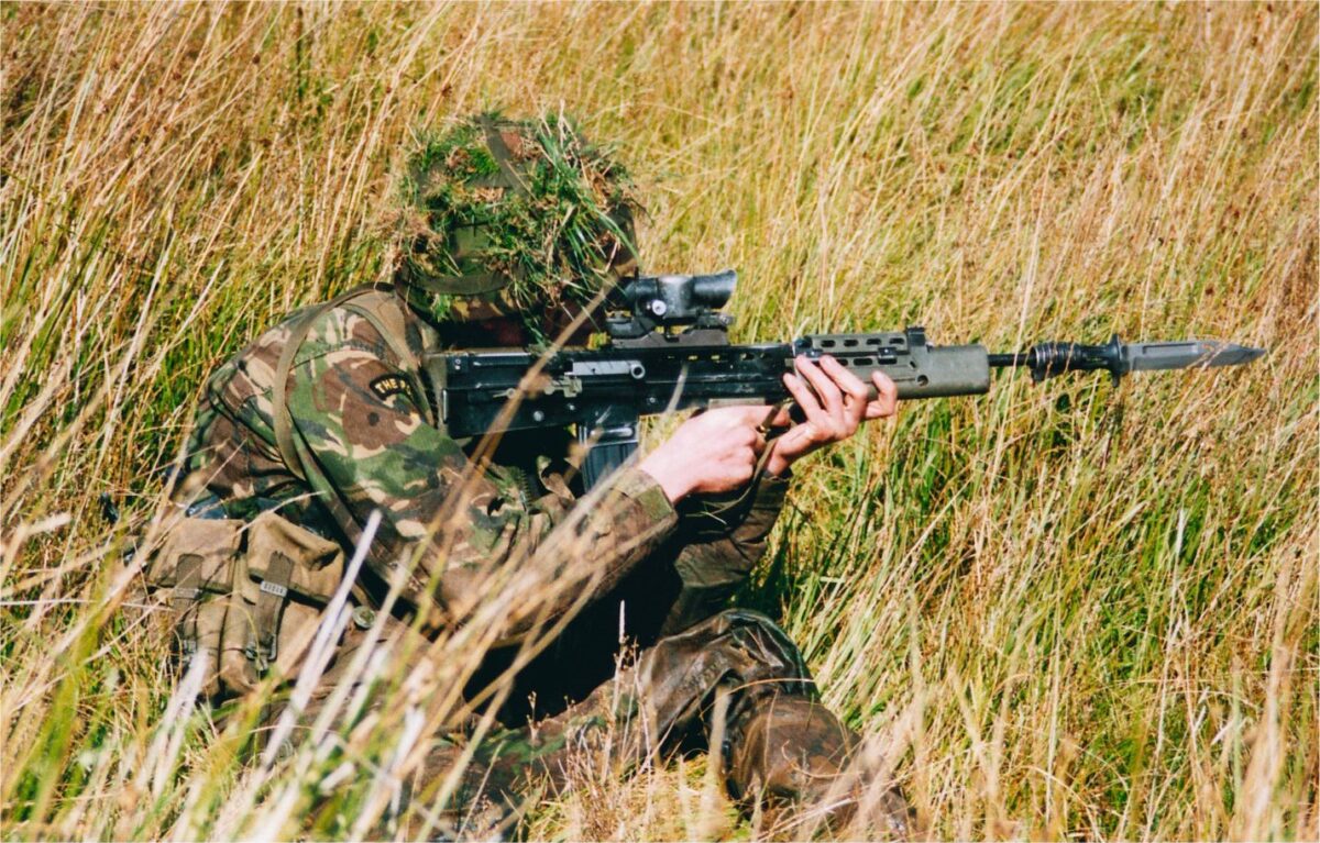 Live firing exercise with the 2nd Battalion Royal Anglian Regiment, British Army at Sennybridge in Wales in 2001. Live firing exercise with the 2nd Battalion Royal Anglian Regiment, British Army at Sennybridge in Wales in 2001.