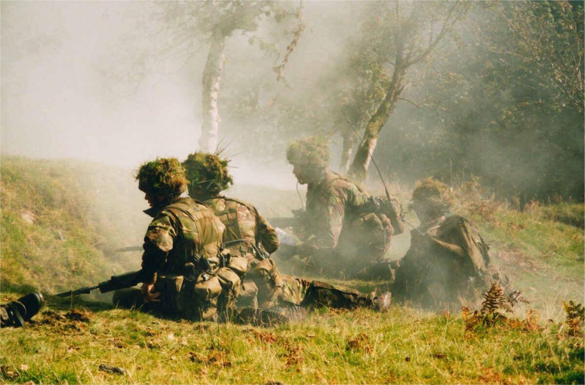 Live firing exercise with the 2nd Battalion Royal Anglian Regiment, British Army at Sennybridge in Wales in 2001. Live firing exercise with the 2nd Battalion Royal Anglian Regiment, British Army at Sennybridge in Wales in 2001.