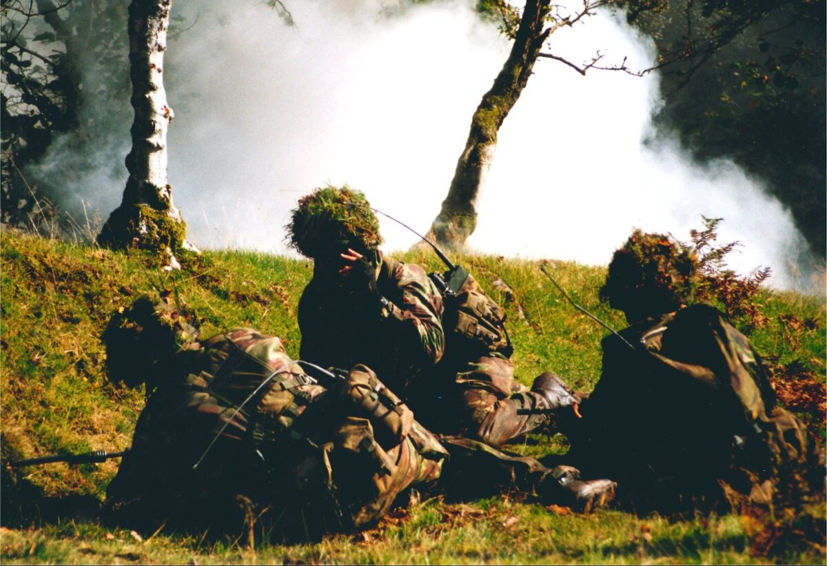 Live firing exercise with the 2nd Battalion Royal Anglian Regiment, British Army at Sennybridge in Wales in 2001. Live firing exercise with the 2nd Battalion Royal Anglian Regiment, British Army at Sennybridge in Wales in 2001.