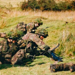 Live firing exercise with the 2nd Battalion Royal Anglian Regiment, British Army at Sennybridge in Wales in 2001.