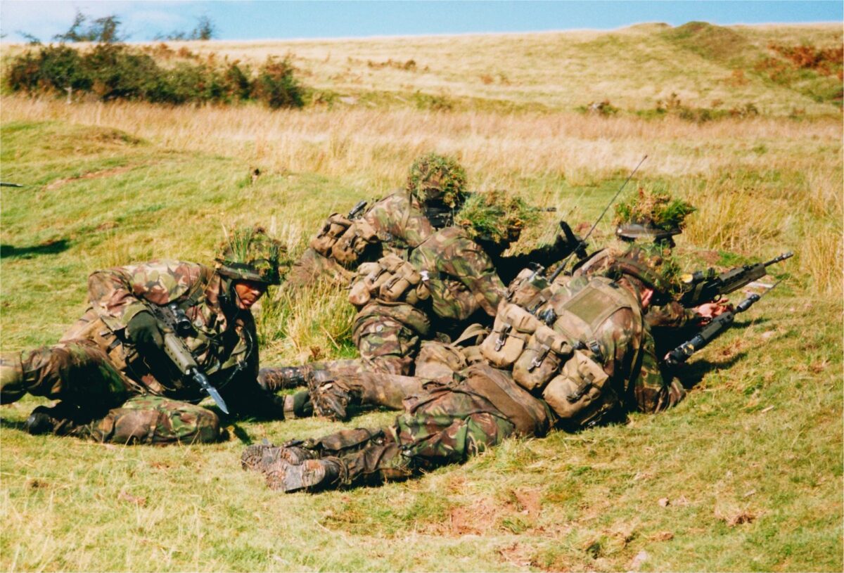 Live firing exercise with the 2nd Battalion Royal Anglian Regiment, British Army at Sennybridge in Wales in 2001. Live firing exercise with the 2nd Battalion Royal Anglian Regiment, British Army at Sennybridge in Wales in 2001.