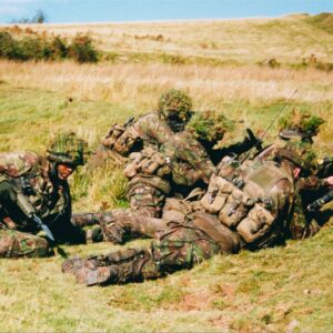 Live firing exercise with the 2nd Battalion Royal Anglian Regiment, British Army at Sennybridge in Wales in 2001.