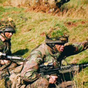 Live firing exercise with the 2nd Battalion Royal Anglian Regiment, British Army at Sennybridge in Wales in 2001.