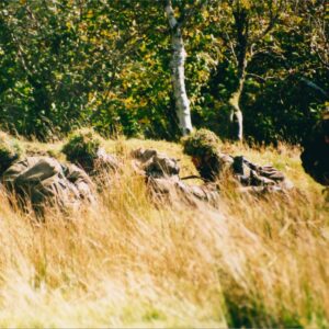 Live firing exercise with the 2nd Battalion Royal Anglian Regiment, British Army at Sennybridge in Wales in 2001.