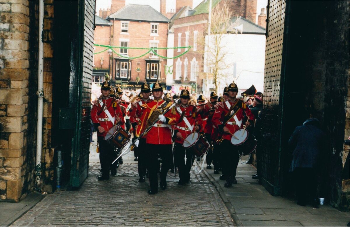 Corps of Drums, 2nd Battalion, Royal Anglian Regiment in Lincoln 2001