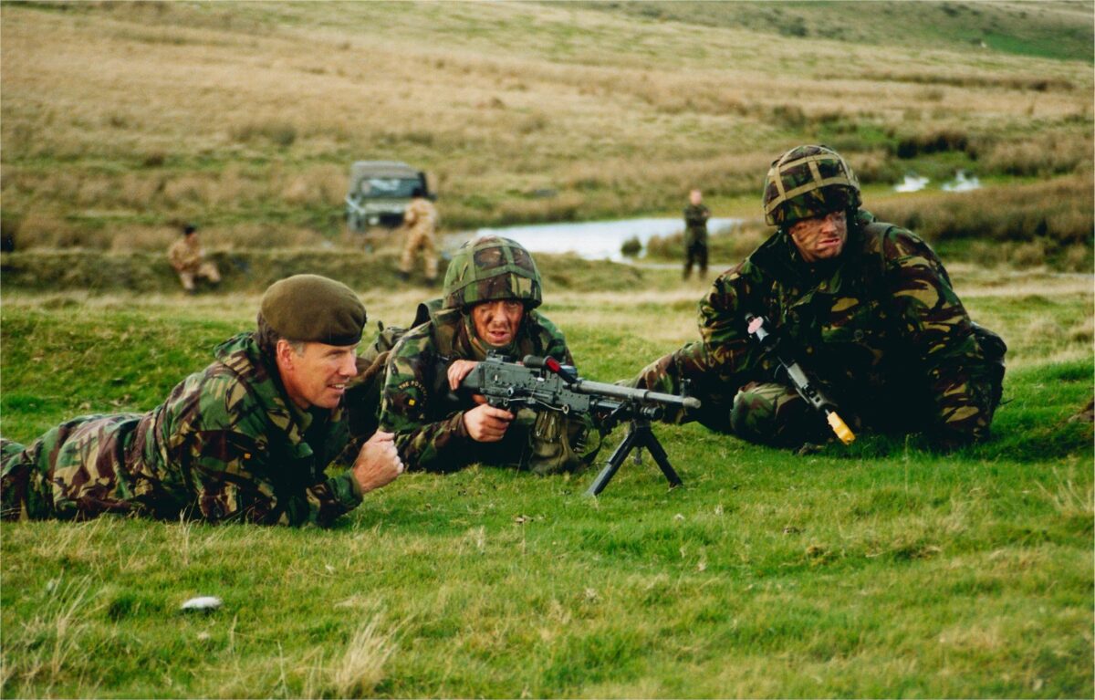 Live firing exercise with the 2nd Battalion Royal Anglian Regiment, British Army at Sennybridge in Wales in 2001. Live firing exercise with the 2nd Battalion Royal Anglian Regiment, British Army at Sennybridge in Wales in 2001.