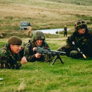 Live firing exercise with the 2nd Battalion Royal Anglian Regiment, British Army at Sennybridge in Wales in 2001.