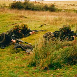 Live firing exercise with the 2nd Battalion Royal Anglian Regiment, British Army at Sennybridge in Wales in 2001.