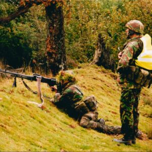 Live firing exercise with the 2nd Battalion Royal Anglian Regiment, British Army at Sennybridge in Wales in 2001.