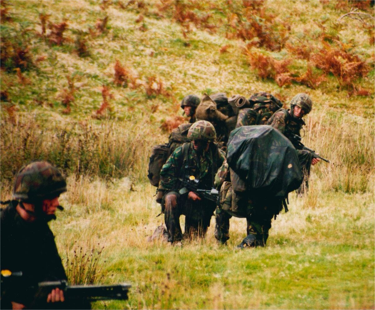 Live firing exercise with the 2nd Battalion Royal Anglian Regiment, British Army at Sennybridge in Wales in 2001. Live firing exercise with the 2nd Battalion Royal Anglian Regiment, British Army at Sennybridge in Wales in 2001.