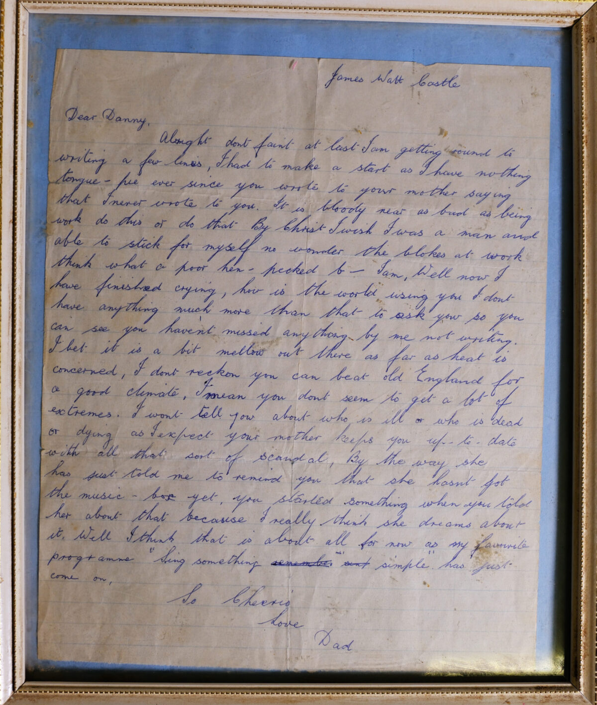 Letter to a Royal Anglian Soldier from his Dad