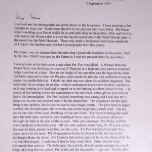 Letter reference Aden photos 1964 East Anglia Regiment