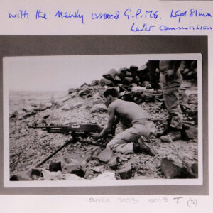 Aden 1964 Redfan. Cpl Reeve with the newly issues GPMG. LCpl Slim is the legs only in the photo. 