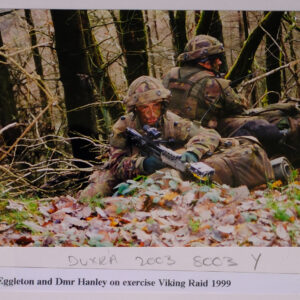 1st Battalion, Royal Anglian Regiment. Live firing with the SA80 at Sennybridge. Private Eggleton and Drummer Hanley 1999.