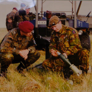 1st Battalion, Royal Anglian Regiment. Exercuse GRYPHONS CLASP, with other European country soldiers on STANTA Training Area. Corporal Grice showing off a Mortar 1st Battalion, Royal Anglian Regiment. Exercuse GRYPHONS CLASP, with other European country soldiers on STANTA Training Area. Corporal Grice showing off a Mortar