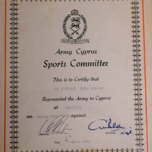 Army Sports Certificate