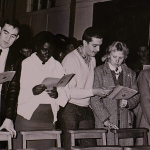 1st Battalion, Royal Anglian Regiment. Lance Corporal and Mrs Rooney. Private and Mrs Jolley at the Battalion Carol Service in 1986.