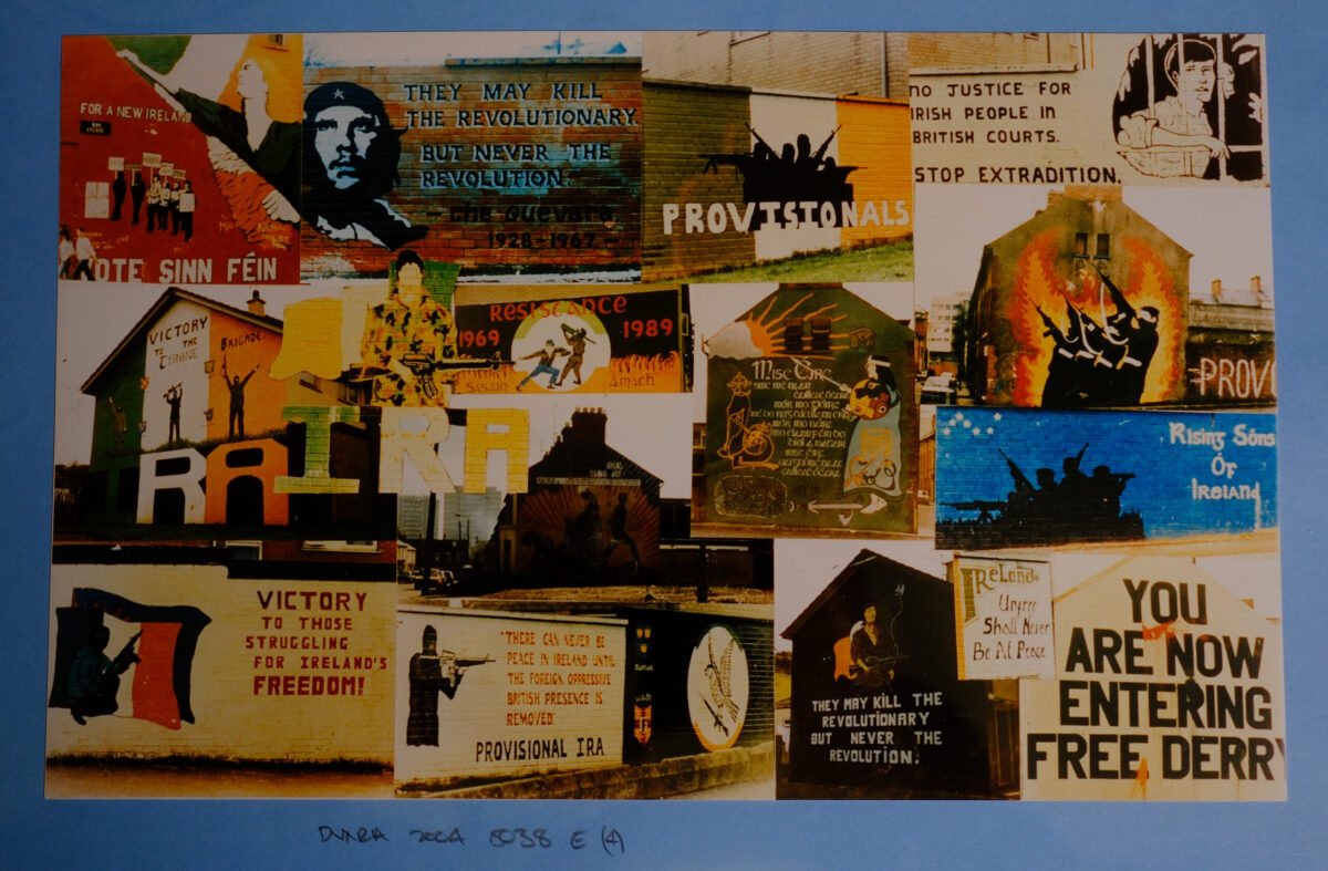 Photo of wall collage in Northern Ireland in the 1980s