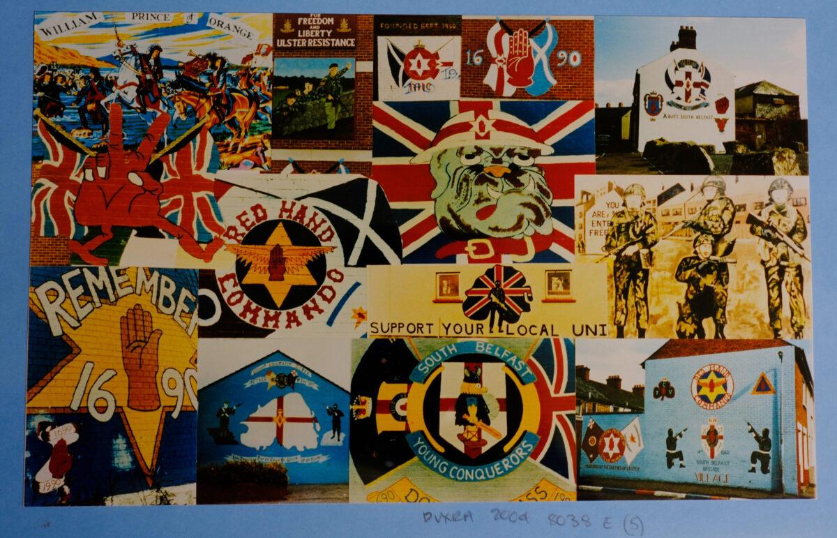 Photo of wall collage in Northern Ireland in the 1980s