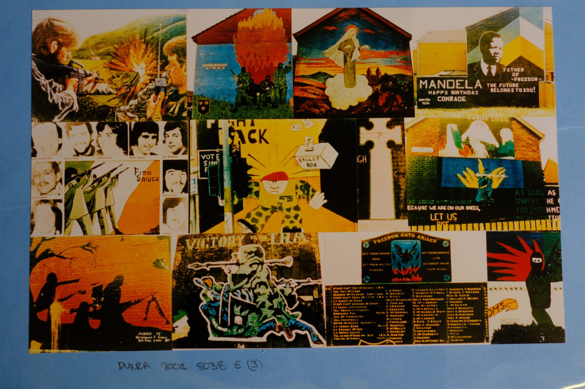 Photo of wall collage in Northern Ireland in the 1980s Photo of wall collage in Northern Ireland in the 1980s