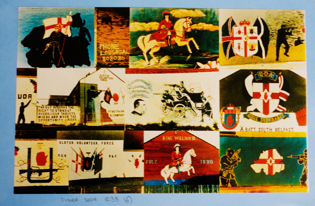 Photo of wall collage in Northern Ireland in the 1980s Photo of wall collage in Northern Ireland in the 1980s