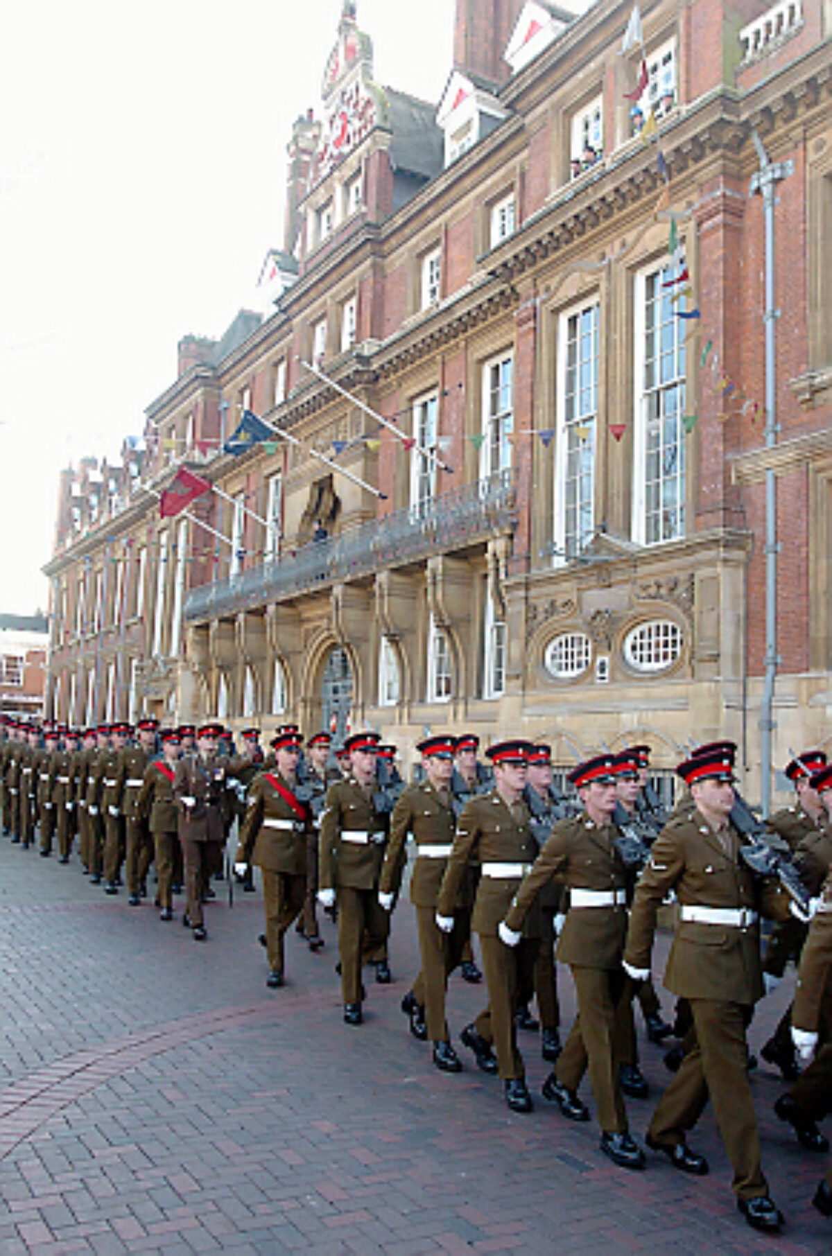 Soldiers from the 2nd Battalion Royal Anglian Regiment march through Leicester city centre. The scene in Town Hall Square. On 20 March 2007. Soldiers from the 2nd Battalion Royal Anglian Regiment march through Leicester city centre. The scene in Town Hall Square. On 20 March 2007.