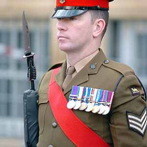 Soldiers from the 2nd Battalion Royal Anglian Regiment march through Leicester city centre. The scene in Town Hall Square. On 20 March 2007.