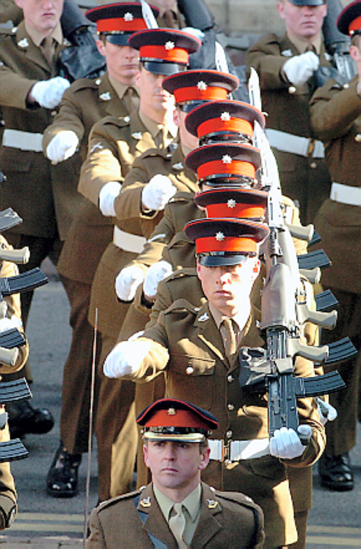 Soldiers from the 2nd Battalion Royal Anglian Regiment march through Leicester city centre. The scene in Town Hall Square. On 20 March 2007. Soldiers from the 2nd Battalion Royal Anglian Regiment march through Leicester city centre. The scene in Town Hall Square. On 20 March 2007.