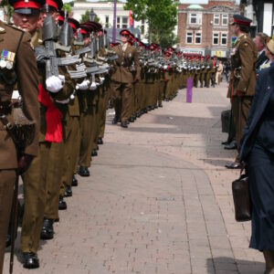 Charnwood Borough Council, which includes Loughborough, granted the Freedom of Entry to the Royal Anglian Regiment in July 2007. This is the highest honour the council can bestow and involved a ceremony where the regiment marched through the town “with bayonets fixed, drums beating, bands playing and colours flying.