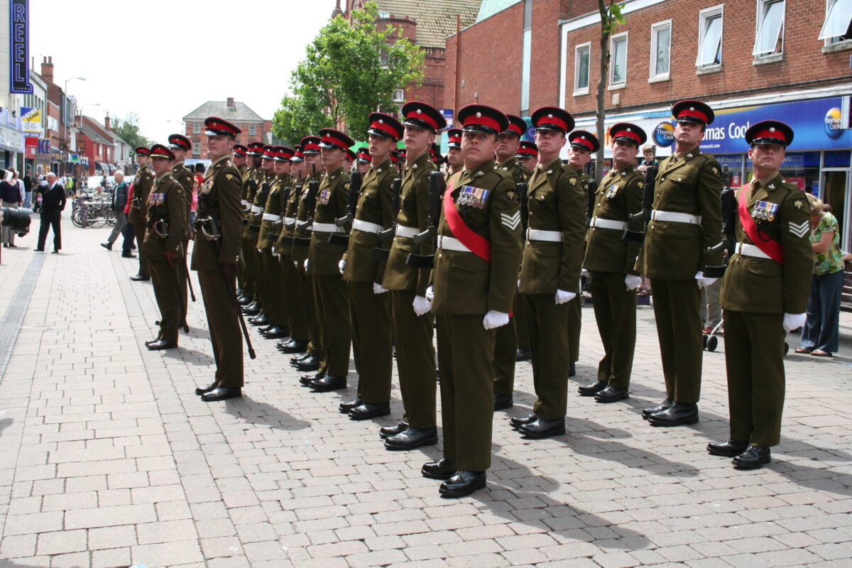 Charnwood Borough Council, which includes Loughborough, granted the Freedom of Entry to the Royal Anglian Regiment in July 2007. This is the highest honour the council can bestow and involved a ceremony where the regiment marched through the town “with bayonets fixed, drums beating, bands playing and colours flying.