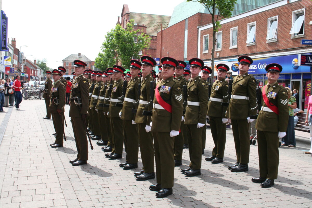 Charnwood Borough Council, which includes Loughborough, granted the Freedom of Entry to the Royal Anglian Regiment in July 2007. This is the highest honour the council can bestow and involved a ceremony where the regiment marched through the town “with bayonets fixed, drums beating, bands playing and colours flying.