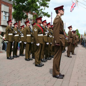 Charnwood Borough Council, which includes Loughborough, granted the Freedom of Entry to the Royal Anglian Regiment in July 2007. This is the highest honour the council can bestow and involved a ceremony where the regiment marched through the town “with bayonets fixed, drums beating, bands playing and colours flying.