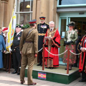Charnwood Borough Council, which includes Loughborough, granted the Freedom of Entry to the Royal Anglian Regiment in July 2007. This is the highest honour the council can bestow and involved a ceremony where the regiment marched through the town “with bayonets fixed, drums beating, bands playing and colours flying.