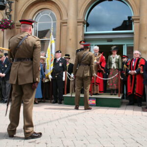 Charnwood Borough Council, which includes Loughborough, granted the Freedom of Entry to the Royal Anglian Regiment in July 2007. This is the highest honour the council can bestow and involved a ceremony where the regiment marched through the town “with bayonets fixed, drums beating, bands playing and colours flying.