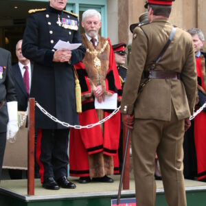 Charnwood Borough Council, which includes Loughborough, granted the Freedom of Entry to the Royal Anglian Regiment in July 2007. This is the highest honour the council can bestow and involved a ceremony where the regiment marched through the town “with bayonets fixed, drums beating, bands playing and colours flying.