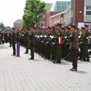 Charnwood Borough Council, which includes Loughborough, granted the Freedom of Entry to the Royal Anglian Regiment in July 2007. This is the highest honour the council can bestow and involved a ceremony where the regiment marched through the town “with bayonets fixed, drums beating, bands playing and colours flying.