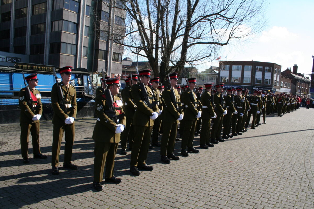The Royal Anglian Regiment exercised its right to the Freedom of the City with a parade in Grimsby on Thursday, 22 November, 2007. The soldiers were given a heroes' welcome after returning from a six-month operational tour in Helmand Province, Afghanistan, which involved intense fighting. The Freedom of the City honour grants the regiment the privilege of marching through the city The Royal Anglian Regiment exercised its right to the Freedom of the City with a parade in Grimsby on Thursday, 22 November, 2007. The soldiers were given a heroes' welcome after returning from a six-month operational tour in Helmand Province, Afghanistan, which involved intense fighting. The Freedom of the City honour grants the regiment the privilege of marching through the city