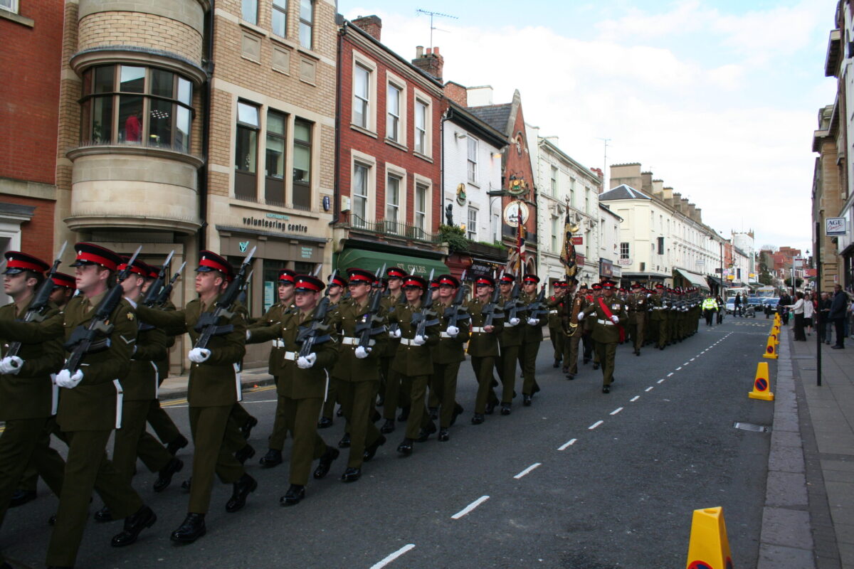Northampton parade for the Royal Anglian Regiment.