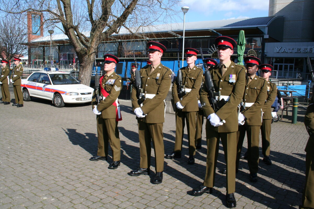 The Royal Anglian Regiment exercised its right to the Freedom of the City with a parade in Grimsby on Thursday, 22 November, 2007. The soldiers were given a heroes' welcome after returning from a six-month operational tour in Helmand Province, Afghanistan, which involved intense fighting. The Freedom of the City honour grants the regiment the privilege of marching through the city 