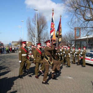 The Royal Anglian Regiment exercised its right to the Freedom of the City with a parade in Grimsby on Thursday, 22 November, 2007. The soldiers were given a heroes' welcome after returning from a six-month operational tour in Helmand Province, Afghanistan, which involved intense fighting. The Freedom of the City honour grants the regiment the privilege of marching through the city 